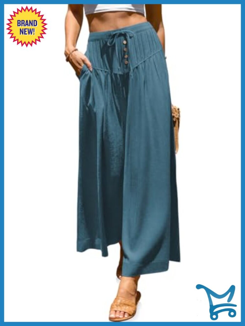 Womens Wide Leg Linen Pants Loose Casual Palazzo Trousers
